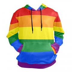 Rainbow Bisexual Pride Color Style Hoodie for Unisex Pullover Adult Long Sleeves Casual Thin Clothing