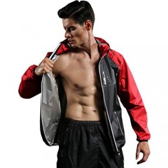 Red Plume Sauna Sweat Jacket for Men Outdoor Sports Hoodies Men's Fitness Weight Loss Suit Zipper Sweat Long Sleeve Jacket
