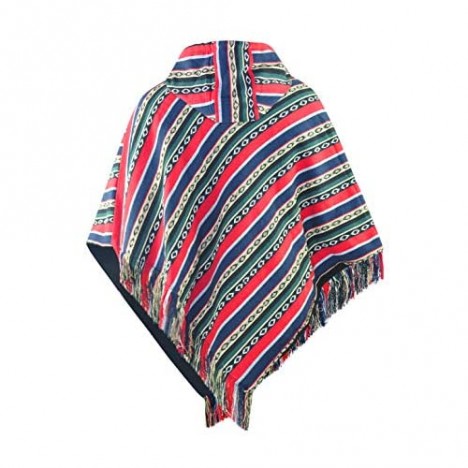 virblatt - poncho men | cotton & polar fleece | Baja hoodie mens traditional poncho jerga pancho- Adelante L-XL red