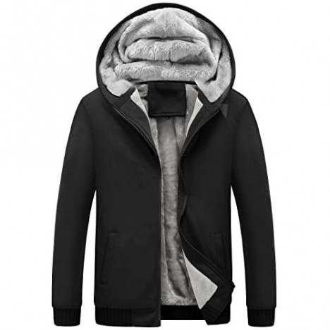 Yeokou Men's Winter Thicken Fleece Sherpa Lined Zipper Hoodie Sweatshirt Jacket