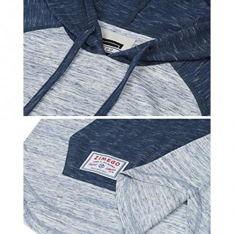 ZIMEGO Men's Color Block Short Sleeve Pullover Pocket Hiphop Thin Hoodie Shirt