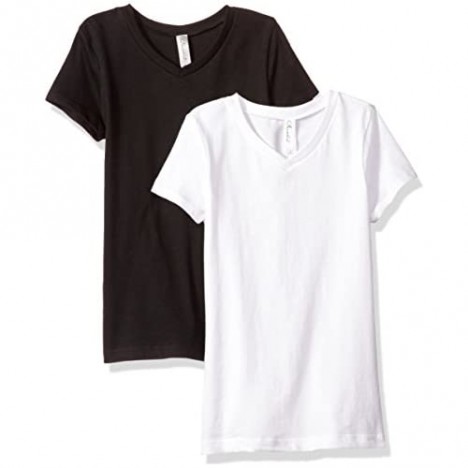 Clementine Girls' Everyday Short Sleeve V-Neck T-Shirt (2 Pack)