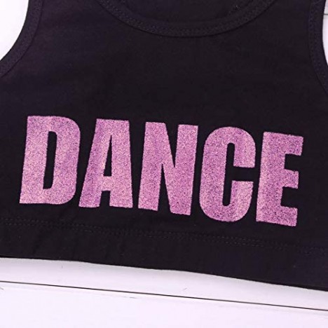 easyforever Kids Girls Basic Jazz Hip Hop Dance Racer Back Crop Top Sport Bra Workout Gym Activewear