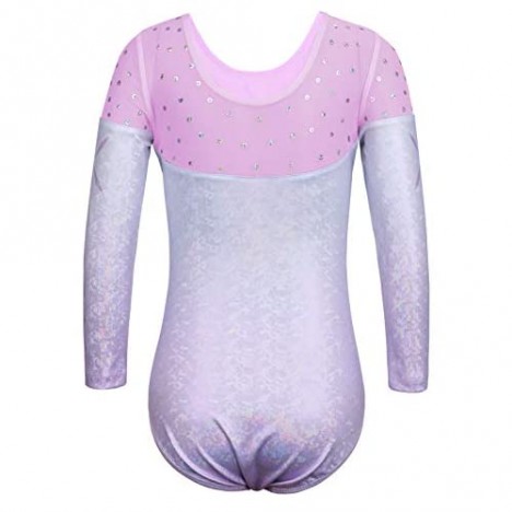 TFJH E Girls Gymnastics Leotards Practice Outfits Sparkly Sequin Dance Clothes 3-12Y