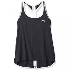 Under Armour Girls' Knockout Tank Black (001)/White Youth Large