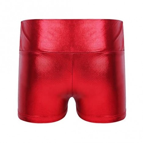 iEFiEL Girls Metallic Gymnastic Dance Shorts Shiny Bottoms Booty Shorts for Sports Cheer Workout Swimming