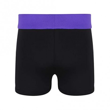 moily Big Girls Solid Color Wide Waistband Booty Shorts for Ballet Dance/Gymnastics/Workout Hot Pants