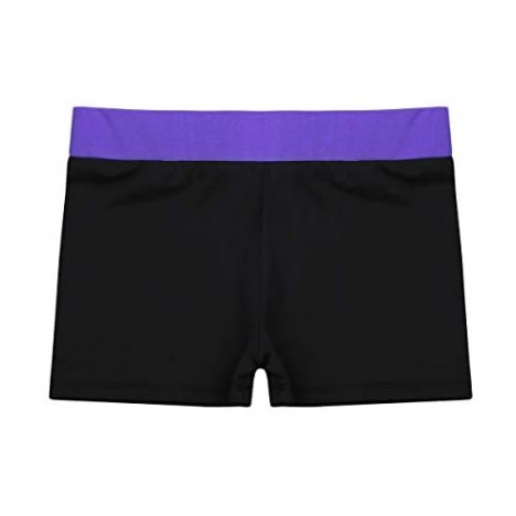 moily Big Girls Solid Color Wide Waistband Booty Shorts for Ballet Dance/Gymnastics/Workout Hot Pants