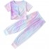 Betusline Kids Girls Tie Dye Outfits  2 Pieces Crop Tops + Pants Set  18 Months - 14 Years
