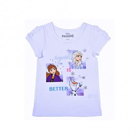 Disney Girl's 3 Pack Frozen Short Sleeves Tee Shirts and Leggings Set for Kids