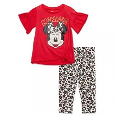 Disney Minnie Mouse Toddler Girls Long Sleeve Ruffle Tunic Shirt & Legging Set
