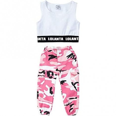 Girls Hip Hop Clothes 2 Piece Outfits Crop Tops Camouflage Jogger Pants Set Jazz Street Dancewear