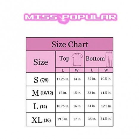 MISS POPULAR 6-Piece Set Girls Kids Applique Sequins T-Shirt Jogger Leisure Pants Size 7-16 | Fashion Clothes for Girls