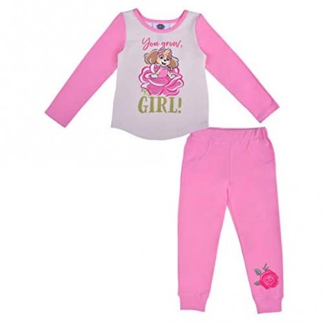 Nickelodeon 4 Pack Jogger Set for Girls Paw Patrol Toddlers' Long Sleeve Shirts and Jog Pants