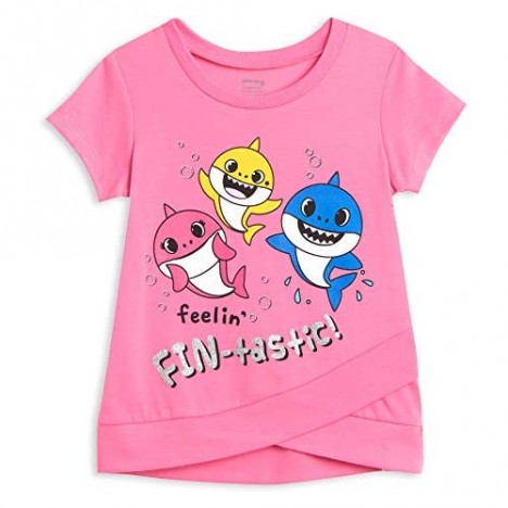 Pinkfong Baby Shark Girls Short Sleeve T-Shirt and Leggings Set with Scrunchy