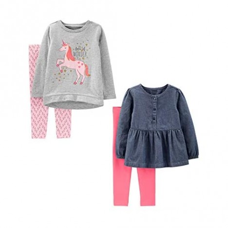 Simple Joys by Carter's Girls' 4-Piece Long-Sleeve Shirts and Pants Playwear Set