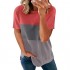 Acelitt Womens Ladies Summer Crewneck Short Sleeve Casual Loose 2021 Comfy Soft Color Block T-Shirts Blouses Tops Tunic Tees for Women Gray L