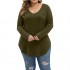 Allegrace Women's Plus Size Tops Long Sleeve Casual Scoop Collar Pocket T Shirts