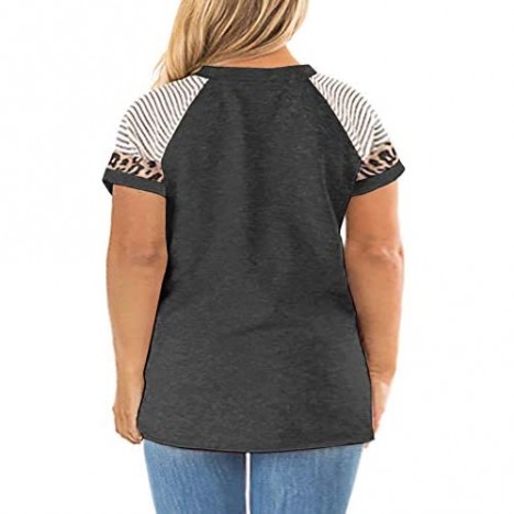 AURISSY Women's Plus-Size Tops Summer T-Shirts Color Block Tee Raglan Tunics
