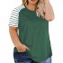 AURISSY Womens Plus-Size-Tops Summer Tee Shirts Striped Raglan Tunics