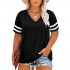 BLENCOT Womens Plus Size Summer Casual Color Block Short Sleeve Crew Neck/V Neck Tee Tops 1X-5X