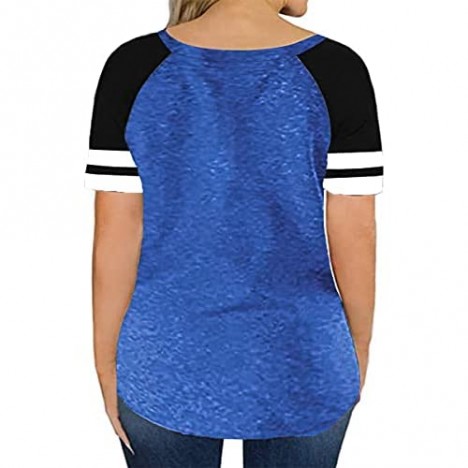 CARCOS Plus Size Summer Tops for Women Striped Raglan Tshirt Short Sleeve Tunics XL-5XL