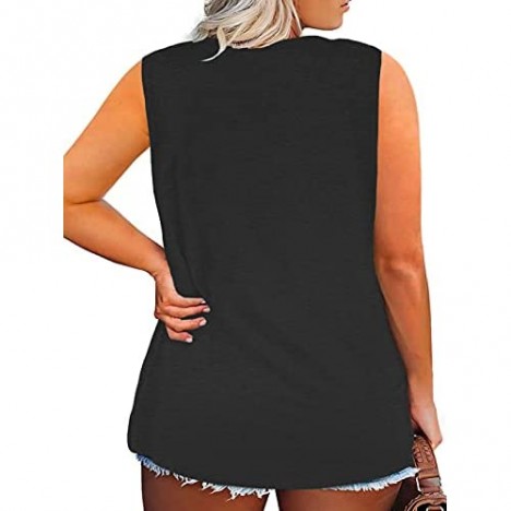 DOLNINE Plus-Size Tank Tops for Women Knotted Summer T Shirts Sleeveless Tees