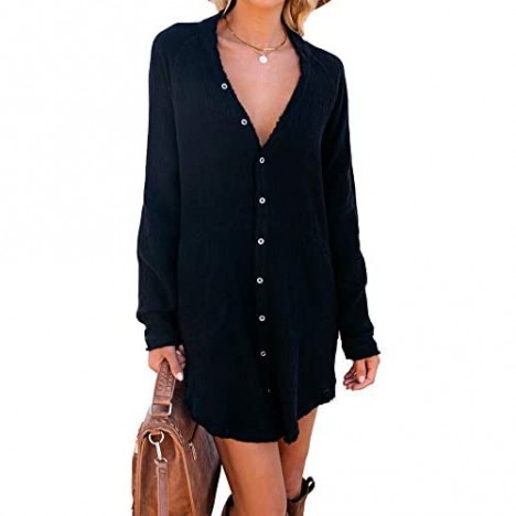 Jar of Love Women's V-Neck Button Down Tunic Shirt with Pockets