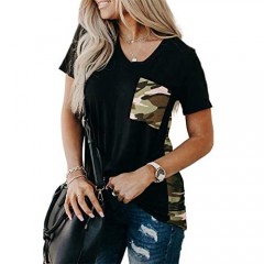 LOSRLY Womens V Neck Short Sleeve Shirts Tie Dye Leopard Summer T Shirts Casual Tunic Blouses and Top