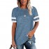 MZEAZRK Womens Casual T Shirts Crewneck Color Block Shirts Cute Short Sleeve Tee Tops Blouses