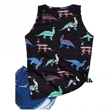 REOGA Adult Dinosaur Shirt Women Cute Mom Dinosaur Shirt Girls Teen Graphic Tees Summer Workout Tank Tops