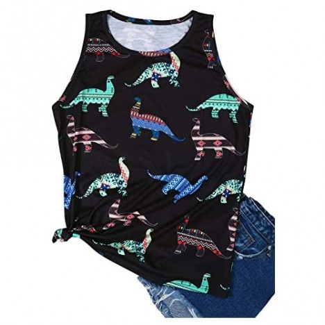 REOGA Adult Dinosaur Shirt Women Cute Mom Dinosaur Shirt Girls Teen Graphic Tees Summer Workout Tank Tops