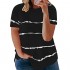 ROSRISS Plus-Size Tops for Women Striped T Shirts Summer Tunics Side Split Tees