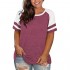 ROSRISS Plus-Size Tops for Women Summer Raglan T Shirts Color Block Striped Tees