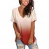 Sieanear Womens V-Neck T-Shirt Short Sleeve Roll Up Loose Soft Side Split Tee Tops