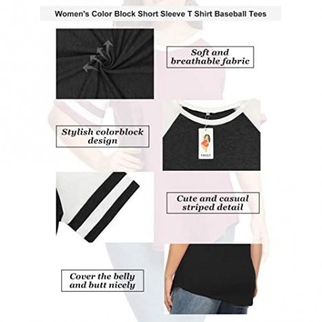 VISLILY Women's Plus-Size Tops Raglan T-Shirts Summer Striped Color Block Tunics