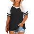 VISLILY Women's Plus-Size Tops Raglan T-Shirts Summer Striped Color Block Tunics