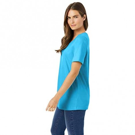 Woman Within Women's Plus Size Petite Perfect Short-Sleeve Crewneck Tee Shirt