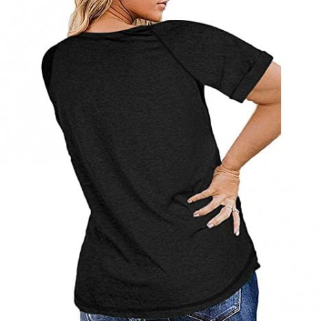 Women's Plus Size Tops Summer Crewneck Short Sleeve Tshirts Raglan Tees