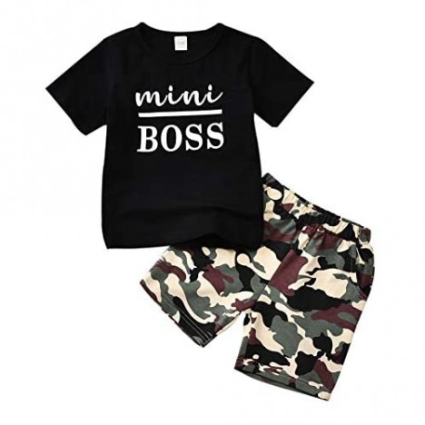 Aalizzwell Toddler Little Boys Short Sleeve T-Shirt Camouflage Shorts Set Summer Clothes Outfits
