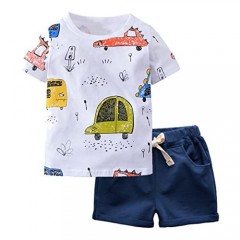BINIDUCKLING Boy Short Sleeve T-Shirt and Shorts Kid 2 Pcs Summer Clothes 2-7 Years