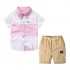 Boys Summer Clothes Sets Little Boy Button Down Shirt Tops + Khaki Shorts Set 2 Pcs Kids Playwear Outfits 2-8Years