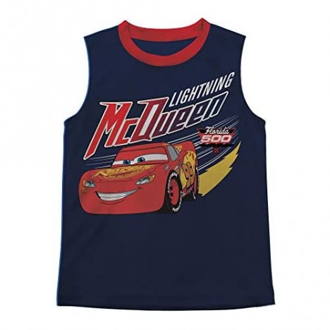 Disney Boys Cars Lightning McQueen Gray Heather 3 Piece T-Shirt Tank Top Short Set