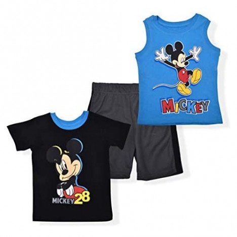 Disney Toddler Boys' 3 Piece Muscle Tank T-Shirt and Short Set