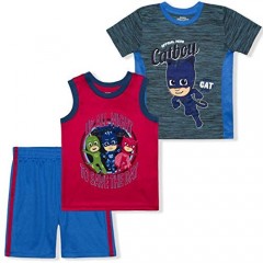 Entertainment 1 Boy's 3-Pack PJ Masks Tee Sleeveless Shirt and Mesh Short Set