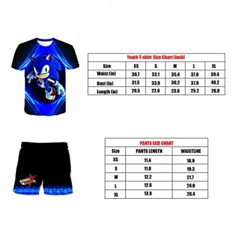 fadyard Youth Anime Boy and Girl Breathable Ultra-Thin Sports Short Sleeve Shorts Suit