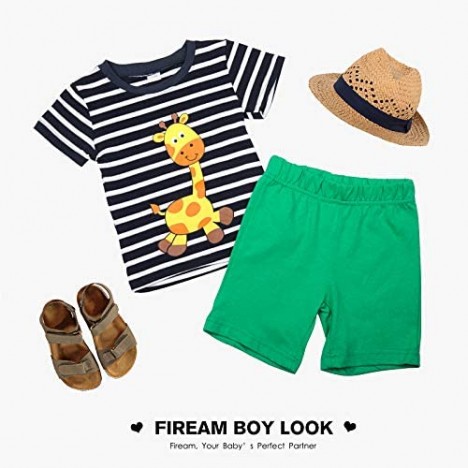 Fiream Boy's Cotton Clothing Sets T-Shirt&Shorts 2 Packs