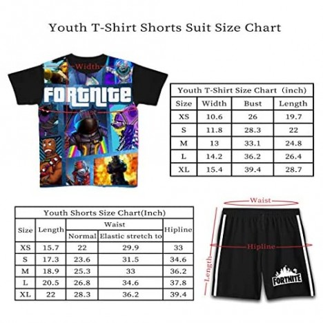Fortnite Shorts Outfit Set Short Sleeve T-Shirt and Shorts Sets Youth Boys Clothes Set for Teens 2 Pieces