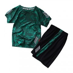 Jellyuu Boys Summer Clothing Sets Kids Outfit Set Camouflage Short Sleeve T-Shirt+ Shorts Sportswear Quick-Dry 2Pcs 3-13Years