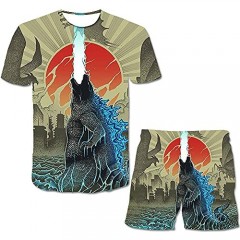 Lczzd Godzilla Vs Kong Boys Shirt Kids Short Sleeve Tshirt and Shorts Two Piece Set
